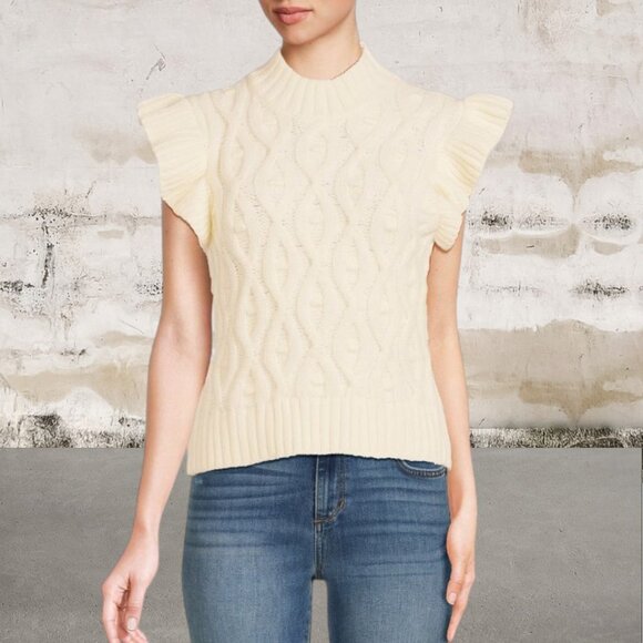 Line & Dot Erica Cable Knit Sweater in Cream Size Medium - Picture 1 of 7